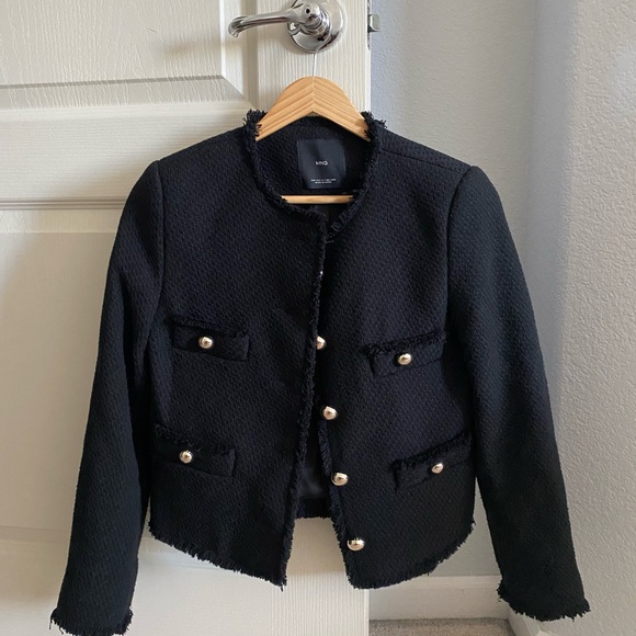 Mango tweed black jacket xs - Picture 1 of 2